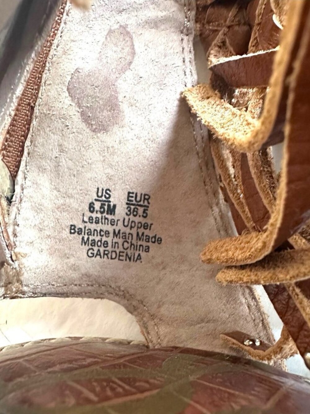 Sam Edelman Gardenia Tall Gladiator Leather Flat Fringed Sandals Brown US 6.5M - Picture 9 of 15